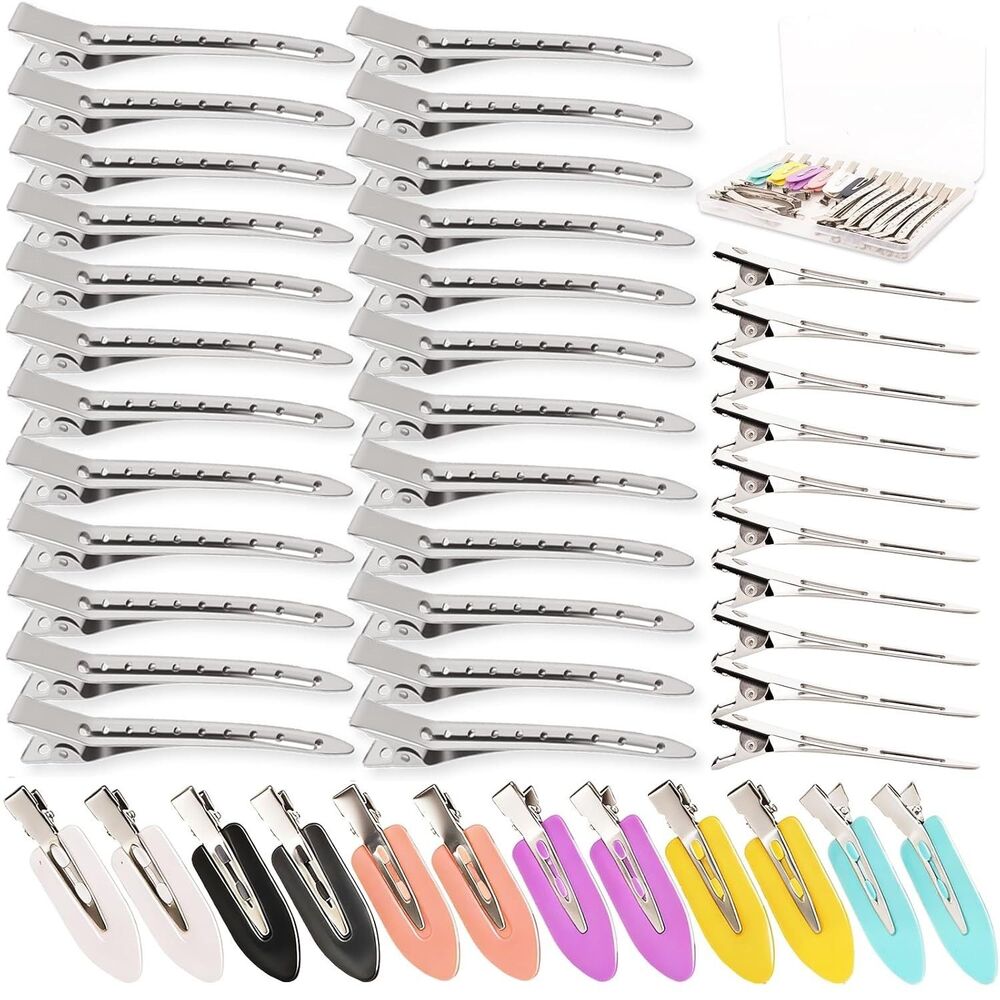 44 Pc Metal Alligator Hair Clips Mixed Sizes Styling Makeup Salon DIY New in Box